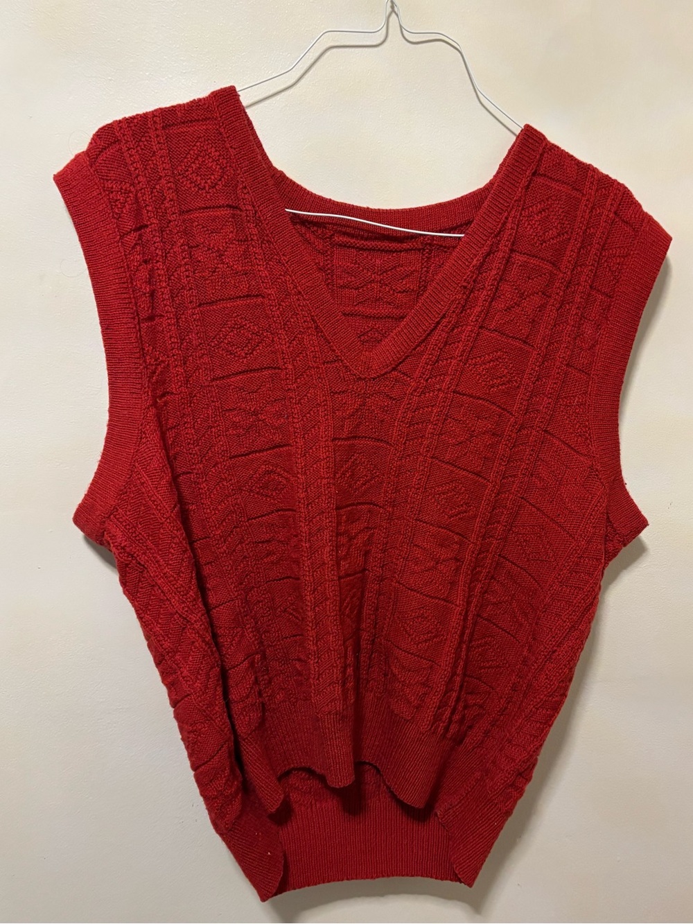 Red knit sweater vest